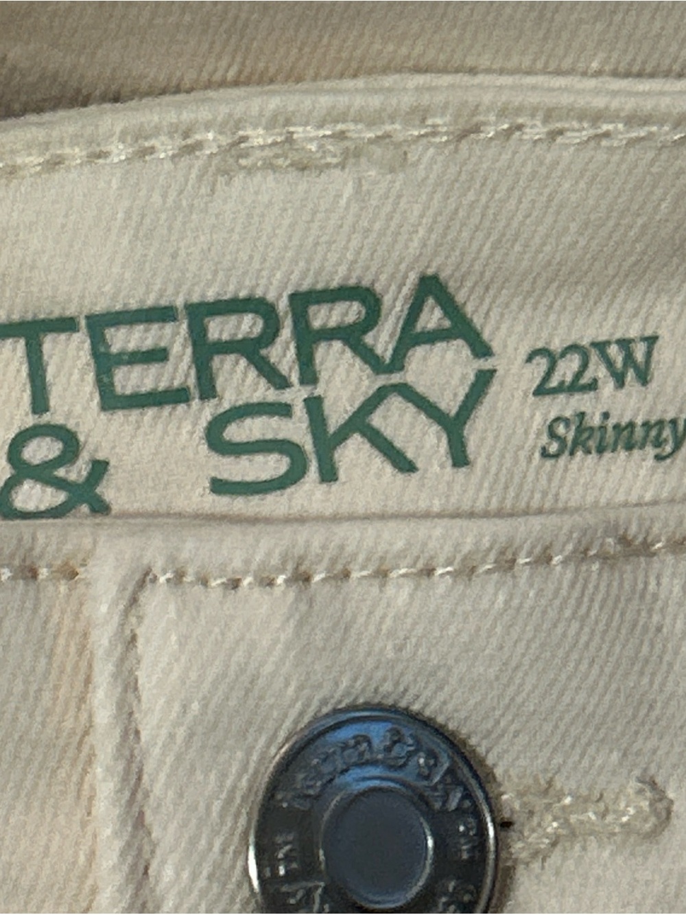 Terra & Sky Women's Plus High Rise Skinny Jeans, Ivory, NWT, Size 22w - Picture 4 of 5